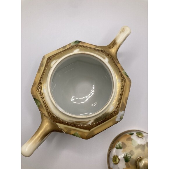 Vintage Noritake Nippon Hand Painted Creamer & Sugar Set Lake Scene Gold Gilt - Picture 9 of 16